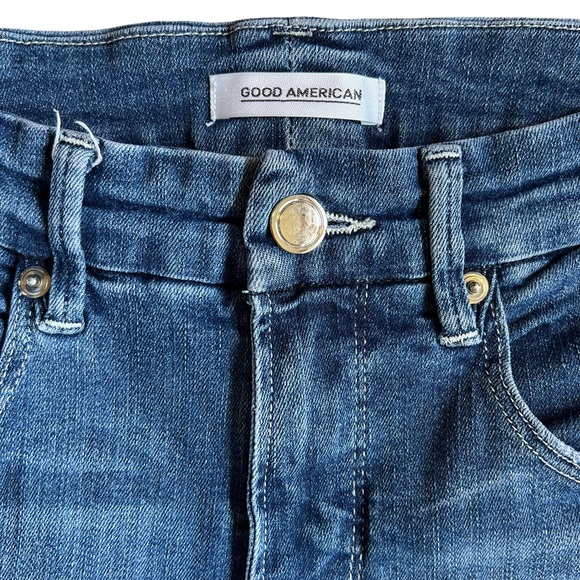 Good American Good Waist High Rise Stretch Distressed Skinny Ankle Jeans 28 - Picture 4 of 9